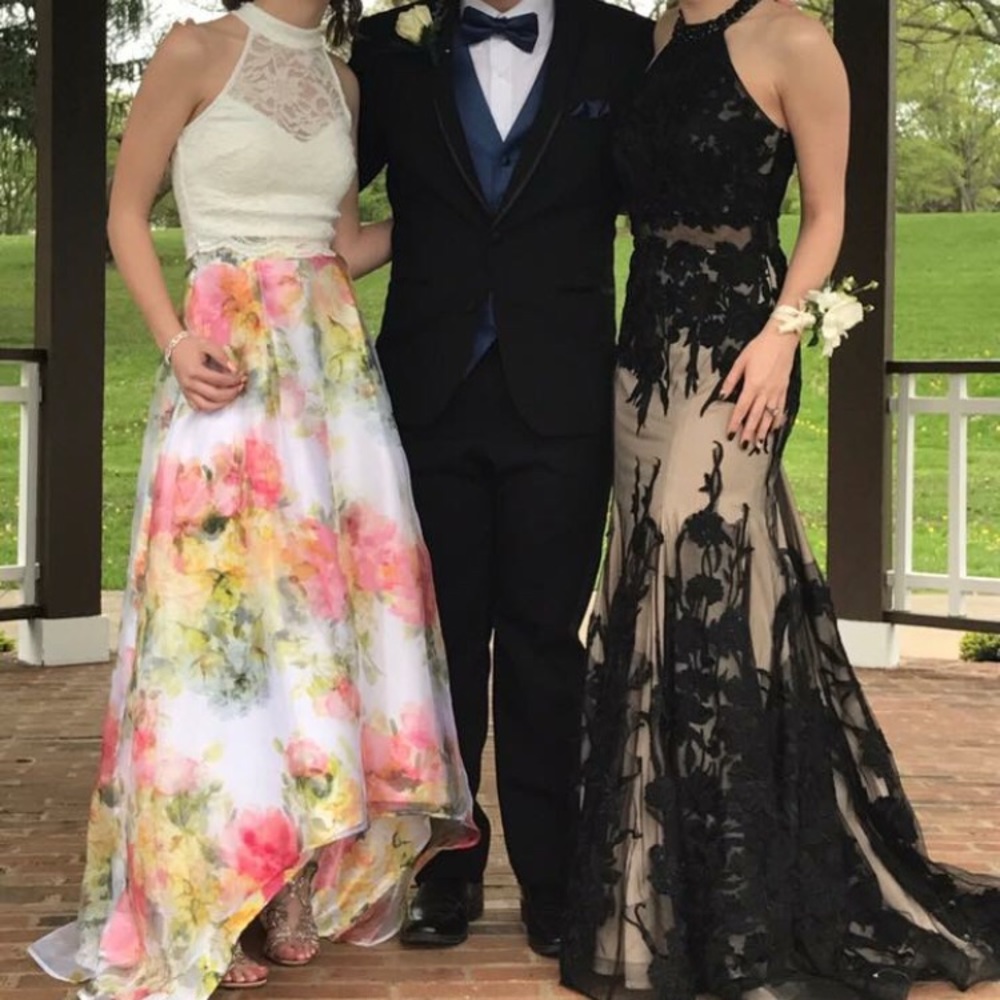 Two piece Floral Prom Dress